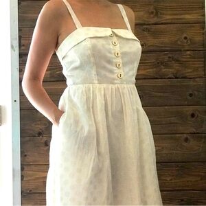 Anthropologie Maeve Sparkle Dot Dress - Cream Strapless Fit & Flare Mini Dress 2